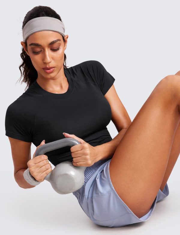 71jRTRllwqL.jpg Seamless Womens Short Sleeve Crop Tops Breathable Slim Fit Gym Workout Shirts Athletic Running Basic Tee Top