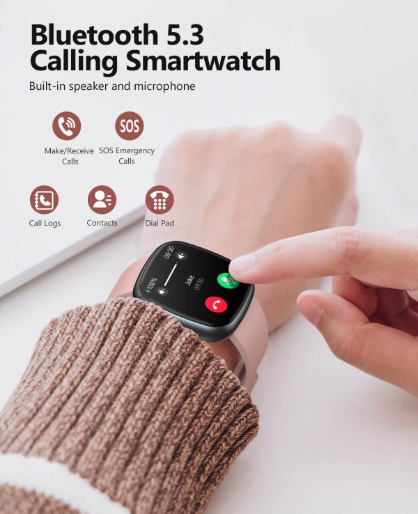 Smart Watches for Men Women with Bluetooth Call 1.72" HD Touch Screen Fitness Watch with Heart Rate/Sleep Monitor,100+ Sports