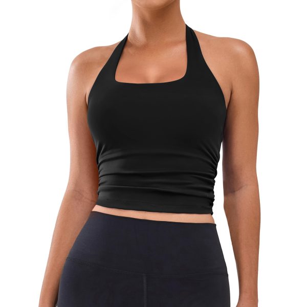 71oQBmivuwL.jpg Womens Halter Built in Bra Workout Sports Tank Tops Summer Trendy Backless Going Out Clothing 2025