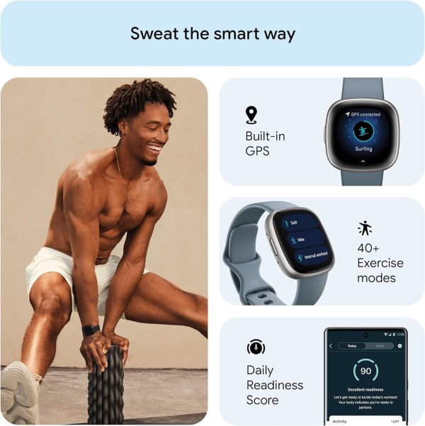 Versa 4 Fitness Smartwatch with Daily Readiness, GPS, 24/7 Heart Rate, 40+ Exercise Modes, Fit Bit Smart Watch for Men and