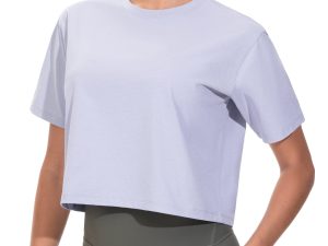 Workout Crop Tops for Women Short Sleeve Shirts Loose Fit Yoga Athletic Basic Cropped T-Shirts