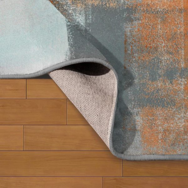 Non-Slip Area Rugs Orange and Grey White Abstract Art Home Decor Rugs Carpet for Classroom Living Room Bedroom Dining