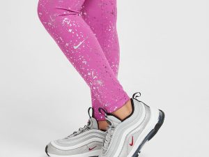 One Big Kids' (Girls') Dri-FIT High-Waisted Leggings (HF4410-518, Hot Fuchsia/Metallic Silver)