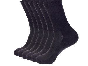 6 Pack Athletic Performance Crew Socks For Men and Women - Soft Cotton Blend with Moisture Wicking, Arch Support