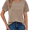 81-upvexsPL.jpg Women's Short Sleeve Shirts Dressy Lace Summer Tops 2025 Spring Trendy Casual T-Shirts Cute Work Outfits Blouses
