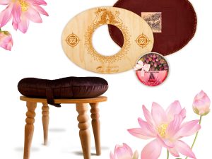 Seat for Yoni in a Luxury Package-Devi Steaming Wooden SEAT with Engraved Pictures of Goddess Yoga and Muladhara (Queen