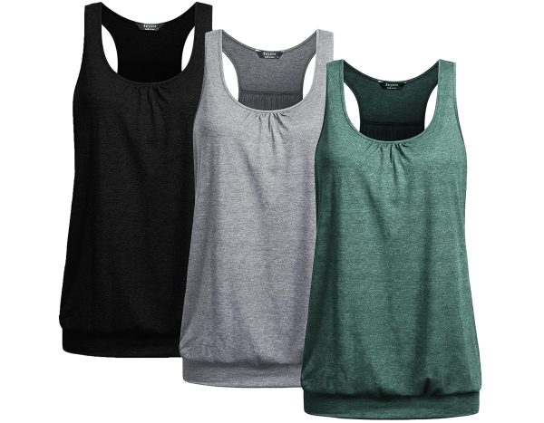 81HBIQFSGgL.jpg Racerback Tank Tops for Women Yoga Athletic Workout Tops Sleeveless Loose Fit Muscle Shirts Activewear 3 Pack