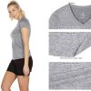 81TWkmjVd7L.jpg Workout Shirts Yoga Tops Activewear V-Neck T-Shirts for Women Running Fitness Sports Short Sleeve Tees
