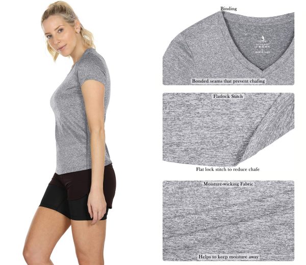81TWkmjVd7L.jpg Workout Shirts Yoga Tops Activewear V-Neck T-Shirts for Women Running Fitness Sports Short Sleeve Tees