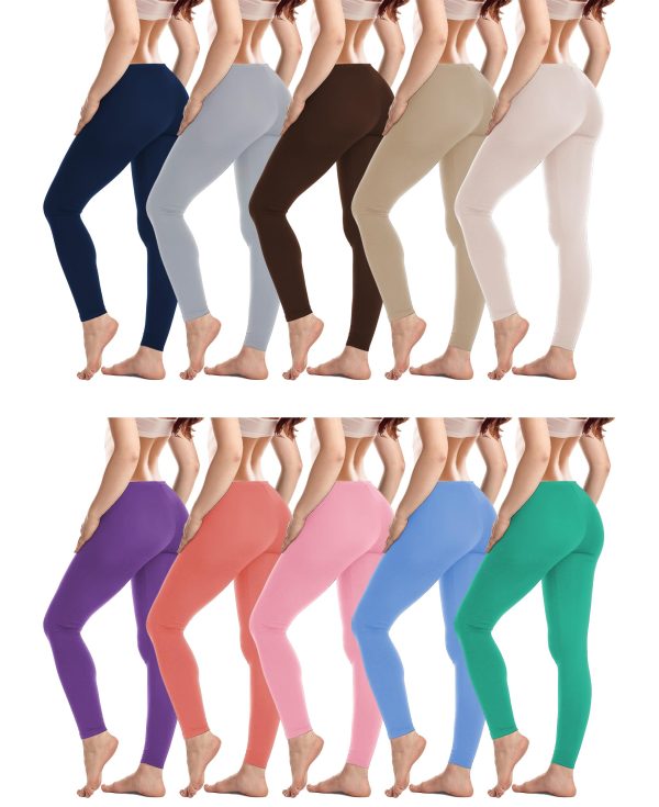81UfBEF8qL.jpg Womens Ultra Soft Cotton Stretch Full Length Footless Leggings Skinny Pant Tights | Multi Packs & Colors