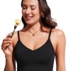 81a6Ood-EPL.jpg Women's Bikini Top Cropped V Neck Adjustable Spaghetti Straps Swimsuit Padded Athletic Bathing Suit