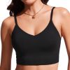 81iAHqwcBFL.jpg Women's Bikini Top Cropped V Neck Adjustable Spaghetti Straps Swimsuit Padded Athletic Bathing Suit